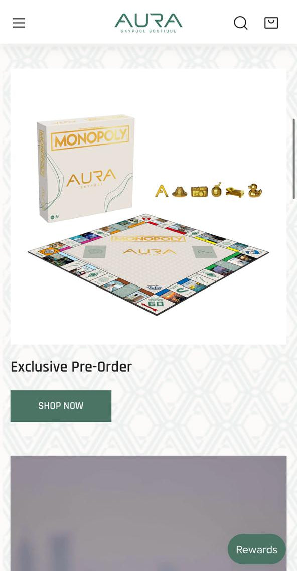 Aura Skypool Boutique Customised backgrounds on the Shopify store