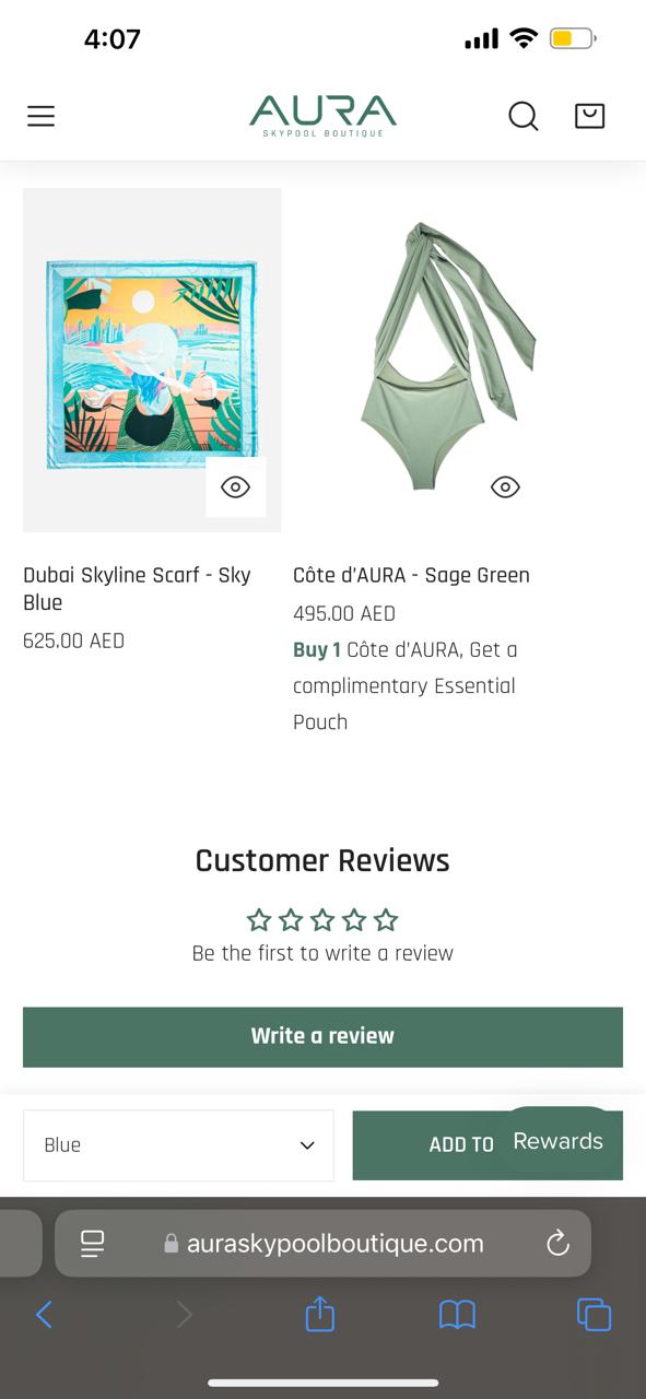 Aura Skypool Boutique Customer reviews on the Shopify store