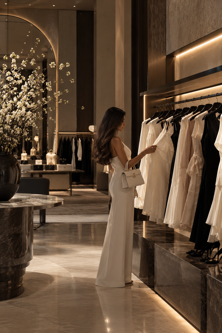 Customer discovering a luxury boutique